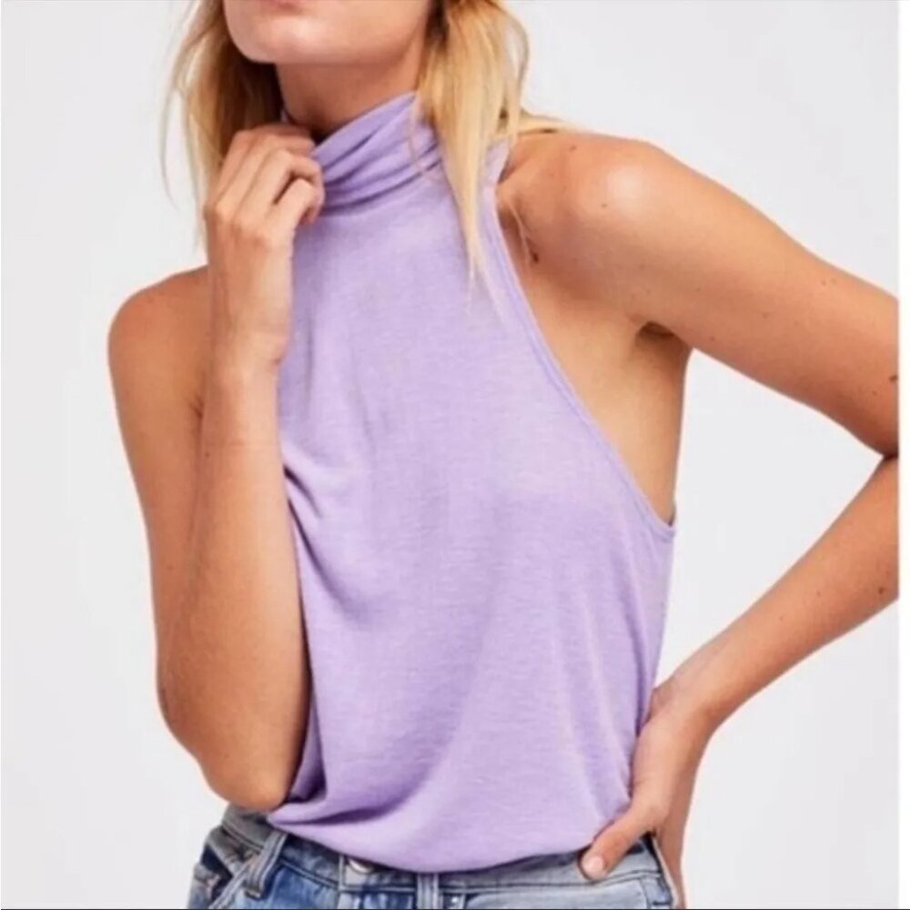 Free People Topanga Purple Tank Top Mockneck XS